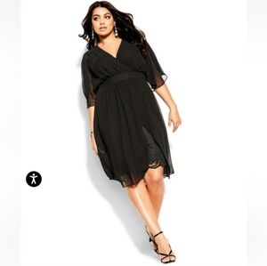 NWT City Chic Love Affair Surplice Peekaboo Lace Dress Plus Size 22W